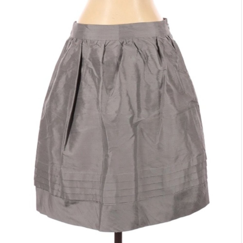 Trulli Grey Silk-Blend A-Line Party Skirt